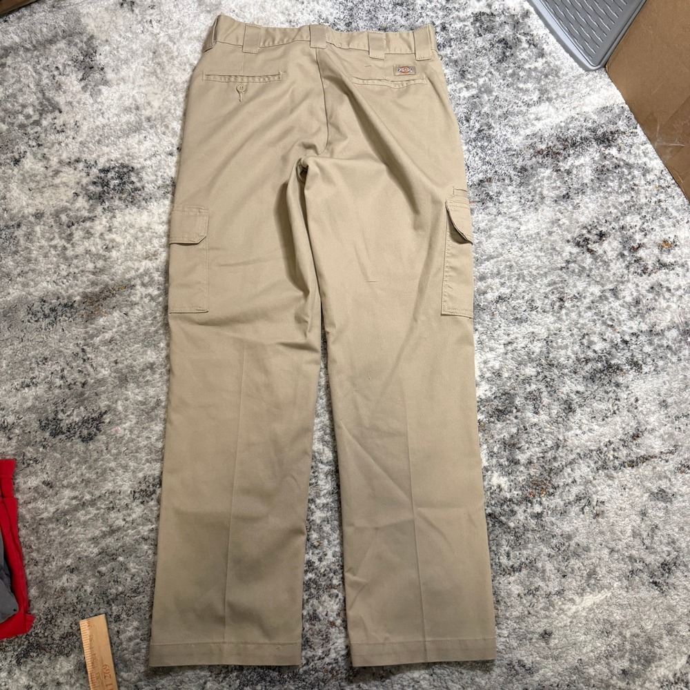Dickies Flex Regular Straight Cargo Pants Mens 34x32 Khaki Tan Work Trousers - Picture 2 of 7